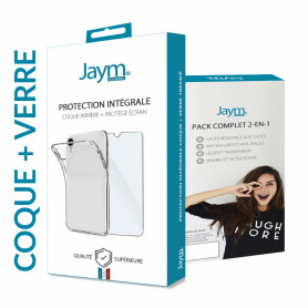 PACK INTEGRAL COQUE SOUPLE + VERRE TREMPE 9H 2.5D POUR APPLE IPHONE 12 MINI (5.4) - JAYM®