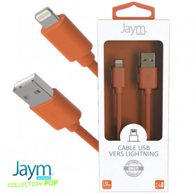 CABLE USB VERS LIGHTNING 1.5M 2.4A ORANGE - JAYM® COLLECTION POP