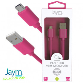 CABLE USB VERS MICRO-USB 1.5M 2.4A ROSE - JAYM® COLLECTION POP