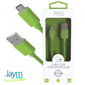 CABLE USB VERS MICRO-USB 1.5M 2.4A VERT - JAYM® COLLECTION POP