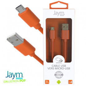 CABLE USB VERS MICRO-USB 1.5M 2.4A ORANGE - JAYM® COLLECTION POP