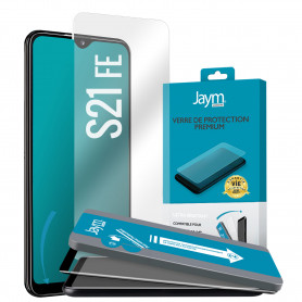 VERRE TREMPE PREMIUM 2.5D AVEC APPLICATEUR POUR SAMSUNG GALAXY S21 FE - JAYM®