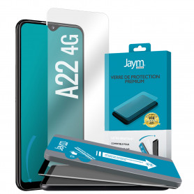 VERRE TREMPE PREMIUM 2.5D AVEC APPLICATEUR POUR SAMSUNG GALAXY A22 4G - JAYM®