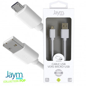 CABLE USB VERS MICRO-USB 1.5M 2.4A BLANC - JAYM® COLLECTION POP