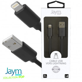 CABLE USB VERS LIGHTNING 1.5M 2.4A NOIR - JAYM® COLLECTION POP