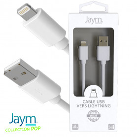 CABLE USB VERS LIGHTNING 1.5M 2.4A BLANC - JAYM® COLLECTION POP