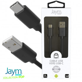 CABLE USB VERS TYPE-C 1.5M 3A NOIR - JAYM® COLLECTION POP