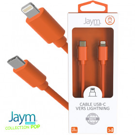 CABLE USB-C VERS LIGHTNING 1.5M 3A ORANGE - JAYM® COLLECTION POP