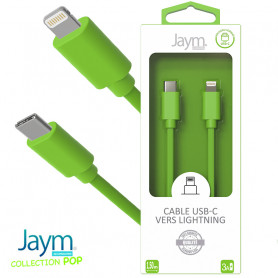 CABLE USB-C VERS LIGHTNING 1.5M 3A VERT - JAYM® COLLECTION POP