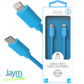 CABLE USB-C VERS LIGHTNING 1.5M 3A BLEU - JAYM® COLLECTION POP