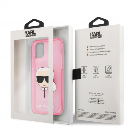 Coque iPhone 13 - Karl Lagerfeld similicuir monogramme embossé et plaque  métallique avec logo - Noir et rose - Acheter sur PhoneLook