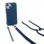 COQUE SILICONE AVEC TOUR DE COU ET TOUR DE POIGNET INCLUS POUR IPHONE 14 BLEU - JAYM® POP