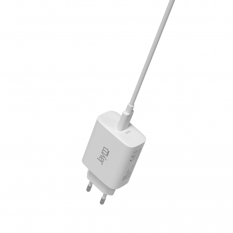 PACK CHARGEUR SECTEUR RAPIDE USB-C 30W PD + CABLE USB-C VERS LIGHTNING MFI  2M BLANCS - JAYM®