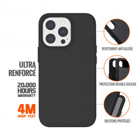 COQUE RIGIDE NOIRE ULTRA-RENFORCÉE POLYCARBONATE *DROP-TEST 4 METRES* POUR APPLE IPHONE 14 PRO MAX - EIGER®