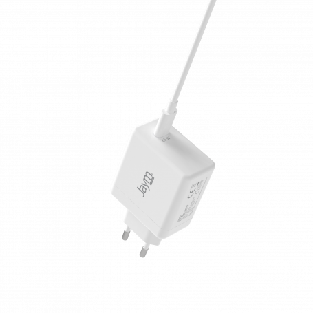 PACK CHARGEUR SECTEUR RAPIDE USB-C 30W PD + CABLE USB-C VERS TYPE-C 2M  BLANCS - JAYM® (JMCOMBO013)