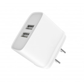 CHARGEUR SECTEUR DOUBLE USB-A 12W 2,4A BLANC - PRISE US - JAYM®