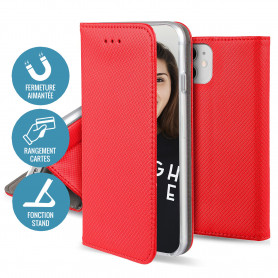 ETUI FOLIO STAND MAGNETIQUE ROUGE COMPATIBLE SAMSUNG GALAXY A24 4G - JAYM®