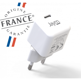 CHARGEUR SECTEUR RAPIDE USB-C 30W PD ET PPS BLANC - ORIGINE FRANCE GARANTIE - JAYM®