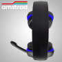 CASQUE PRO GAMER 40MM BLEU + POWER BASS + RETROECLAIRAGE LED + ARCEAU ET MICRO AJUSTABLES - AMSTRAD