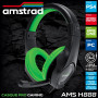 CASQUE PRO GAMER 40MM VERT + POWER BASS + ARCEAU ET MICRO AJUSTABLES - AMSTRAD