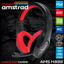 CASQUE PRO GAMER 40MM ROUGE + POWER BASS + ARCEAU ET MICRO AJUSTABLES - AMSTRAD