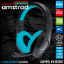 CASQUE PRO GAMER 40MM BLEU + POWER BASS + ARCEAU ET MICRO AJUSTABLES - AMSTRAD