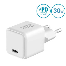 CHARGEUR SECTEUR COMPACT ET RAPIDE *GAN* USB-C 30W PD ET PPS BLANC *CERTIFIÉ GRS* - JAYM®