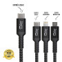 CABLE TRIPLUG 3-EN-1 ULTRA RENFORCÉ USB-C VERS DOUBLE USB-C PD 3.0 (60W) / LIGHTNING PD (27W) - 1,5M - GARANTIE A VIE - JAYM®