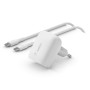 PACK CHARGEUR SECTEUR RAPIDE USB-C 20W PD ET PPS + CABLE USB-C VERS USB-C 1.2M BLANCS - BELKIN