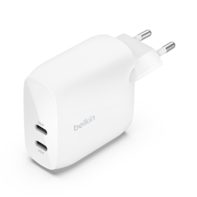 CHARGEUR SECTEUR RAPIDE DOUBLE USB-C 60W PD ET PPS (2x USB-C PD 30W) - BLANC - BELKIN